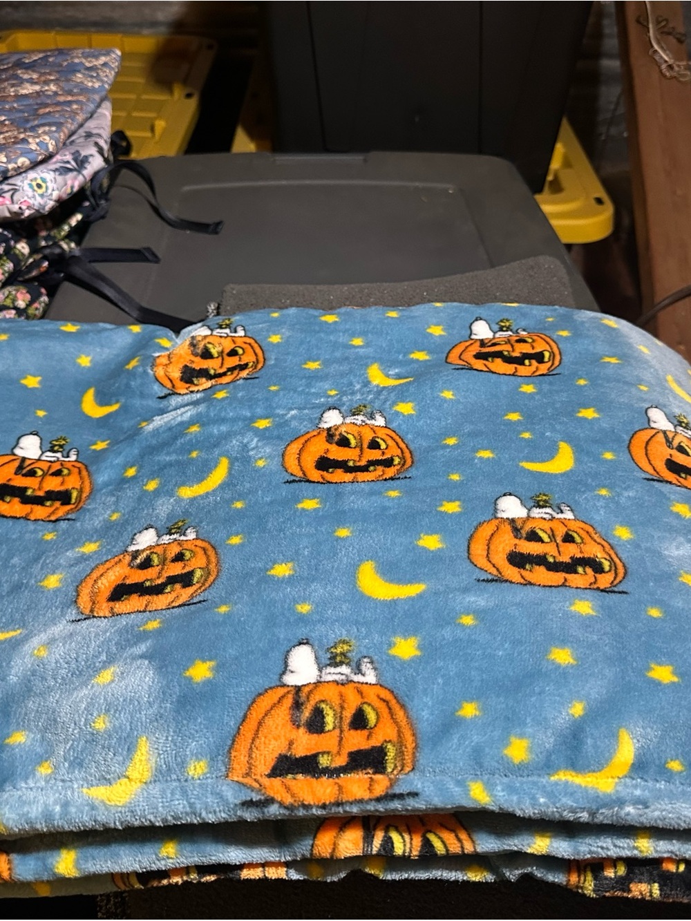 Blue Halloween Pumpkin Plush Throw Blanket queen